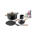 Bateria de Cocina Picca Catania PI006BMG 6 Piezas Color Gris Con Efecto Plateado con Set de Cuchillos Picca PI004SCAM 4 Piezas